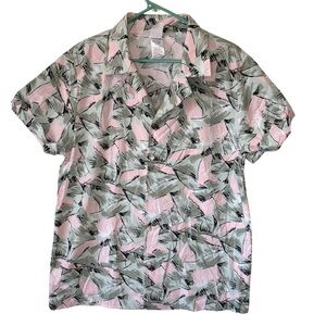 3/$20 Stranger Things Netflix Hopper Pink and Green Button Down Shirt